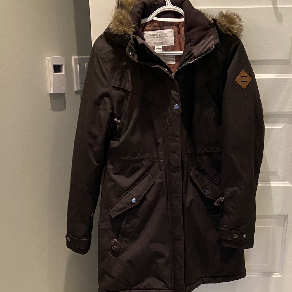 O'Neill Black Parka with Faux Fur Hood